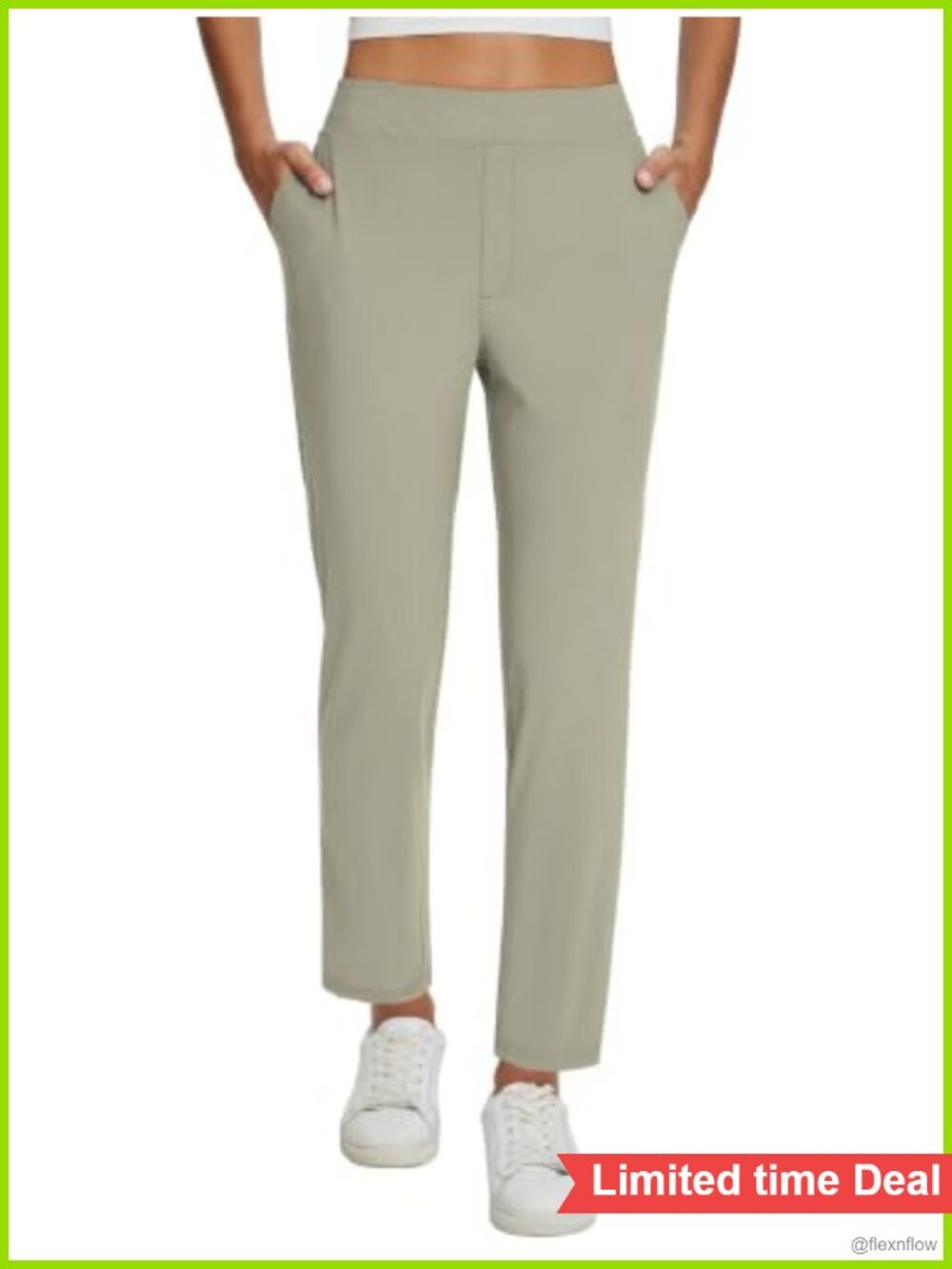 baleaf Women's Stretch Business Casual Pants Pull On Zipper Pockets Golf Travel